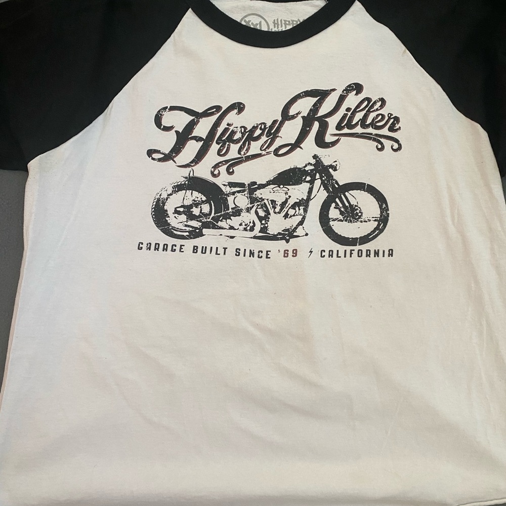Hippy Killer Black and White Raglan Tee